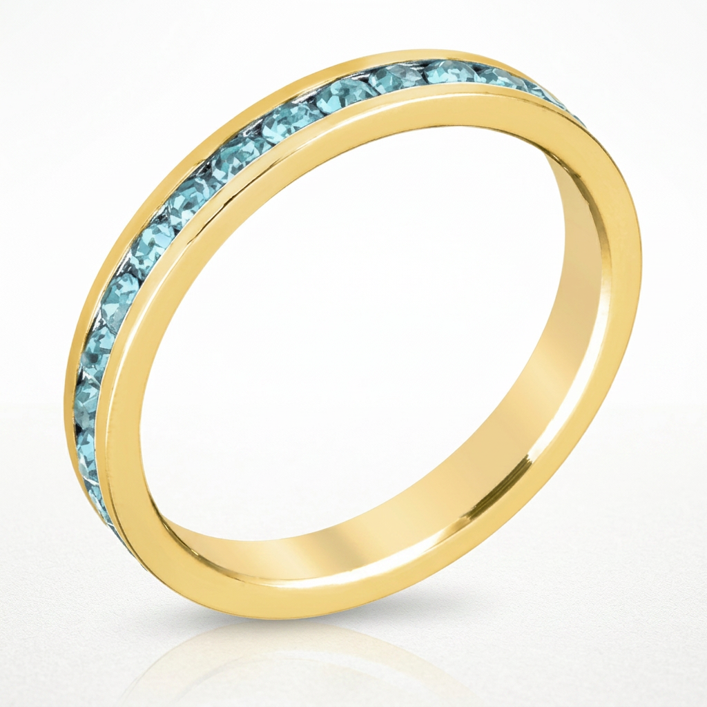 Avera Stylish Stackables Aqua Crystal Gold Ring