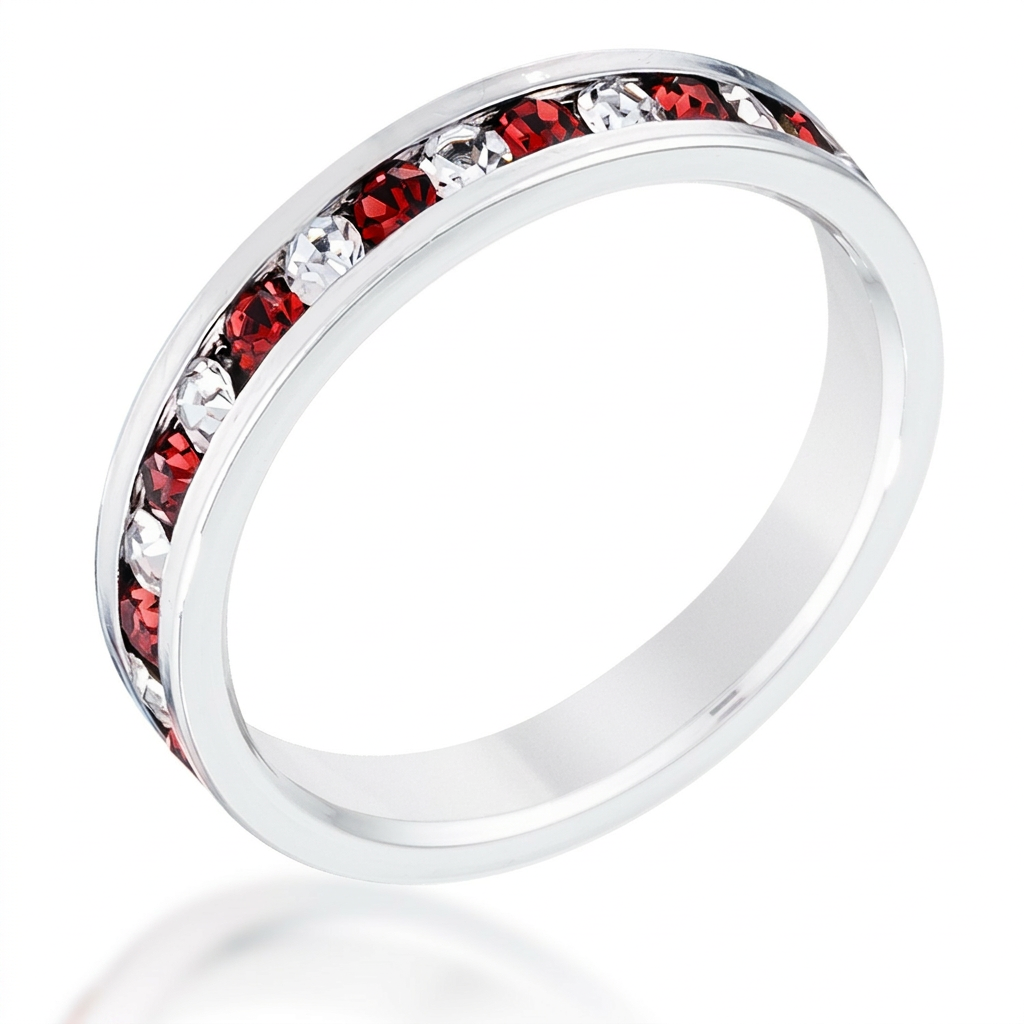 Avera Clear and Red Alternating Crystal Eternity Ring