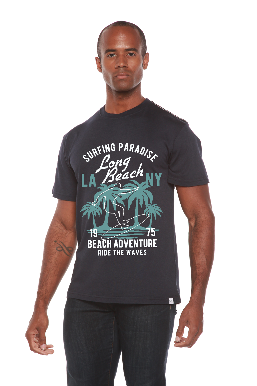 Long Beach Men's Bamboo Viscose/Organic Cotton Short Sleeve Graphic T-Shirt