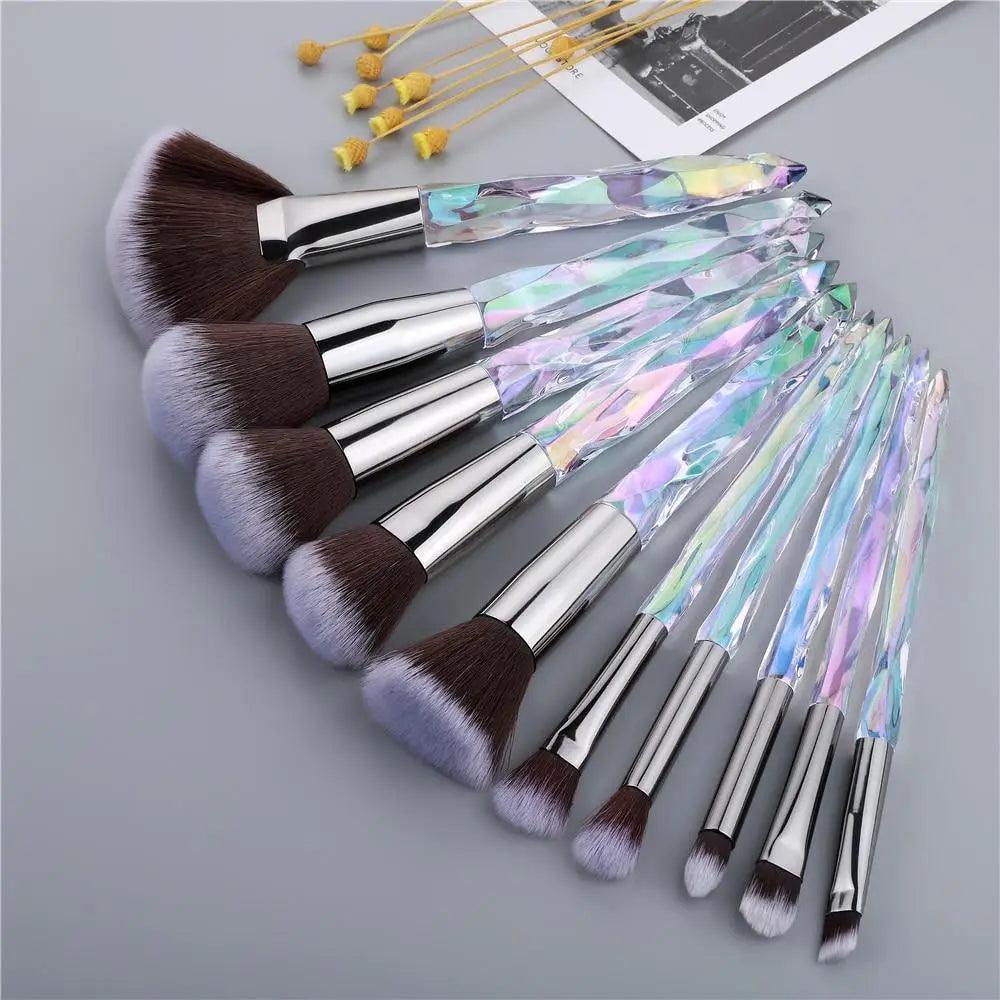 Luxury Cosmic Color New Luxury Crystal Makeup Brushes Powder Foundation Eyeshadow Eyebrow Cosmetics for Face Fan Make Up Brush Set