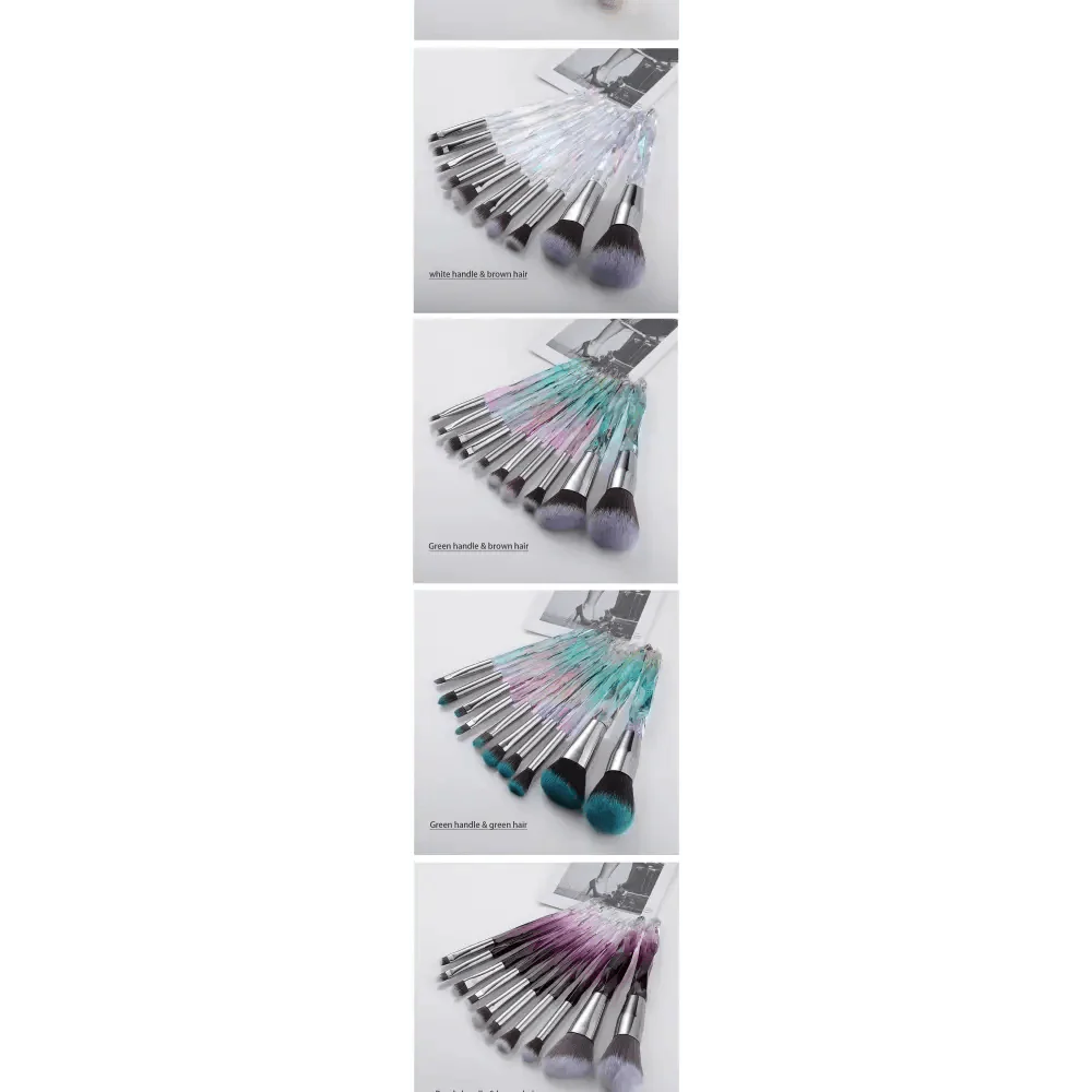 Luxury Cosmic Color New Luxury Crystal Makeup Brushes Powder Foundation Eyeshadow Eyebrow Cosmetics for Face Fan Make Up Brush Set