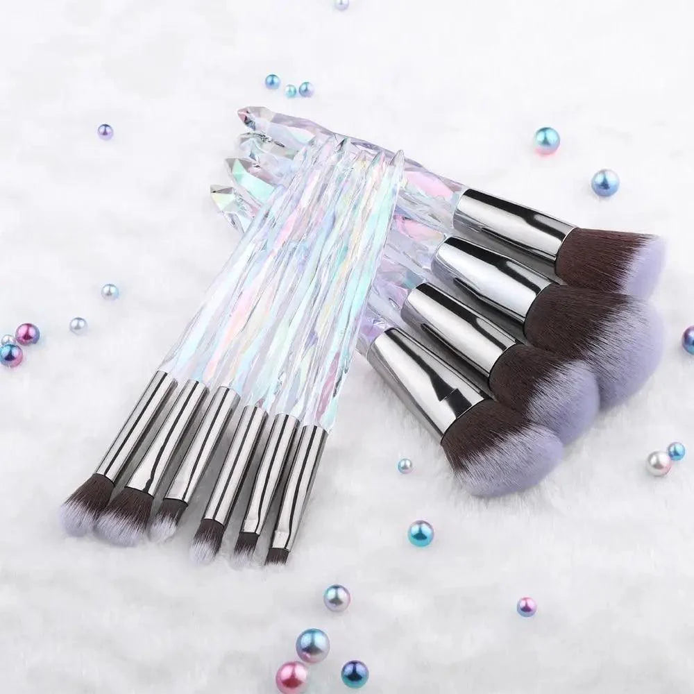 Luxury Cosmic Color New Luxury Crystal Makeup Brushes Powder Foundation Eyeshadow Eyebrow Cosmetics for Face Fan Make Up Brush Set
