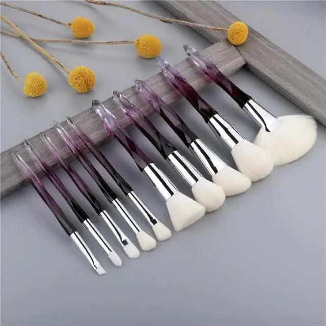 Luxury Cosmic Color New Luxury Crystal Makeup Brushes Powder Foundation Eyeshadow Eyebrow Cosmetics for Face Fan Make Up Brush Set