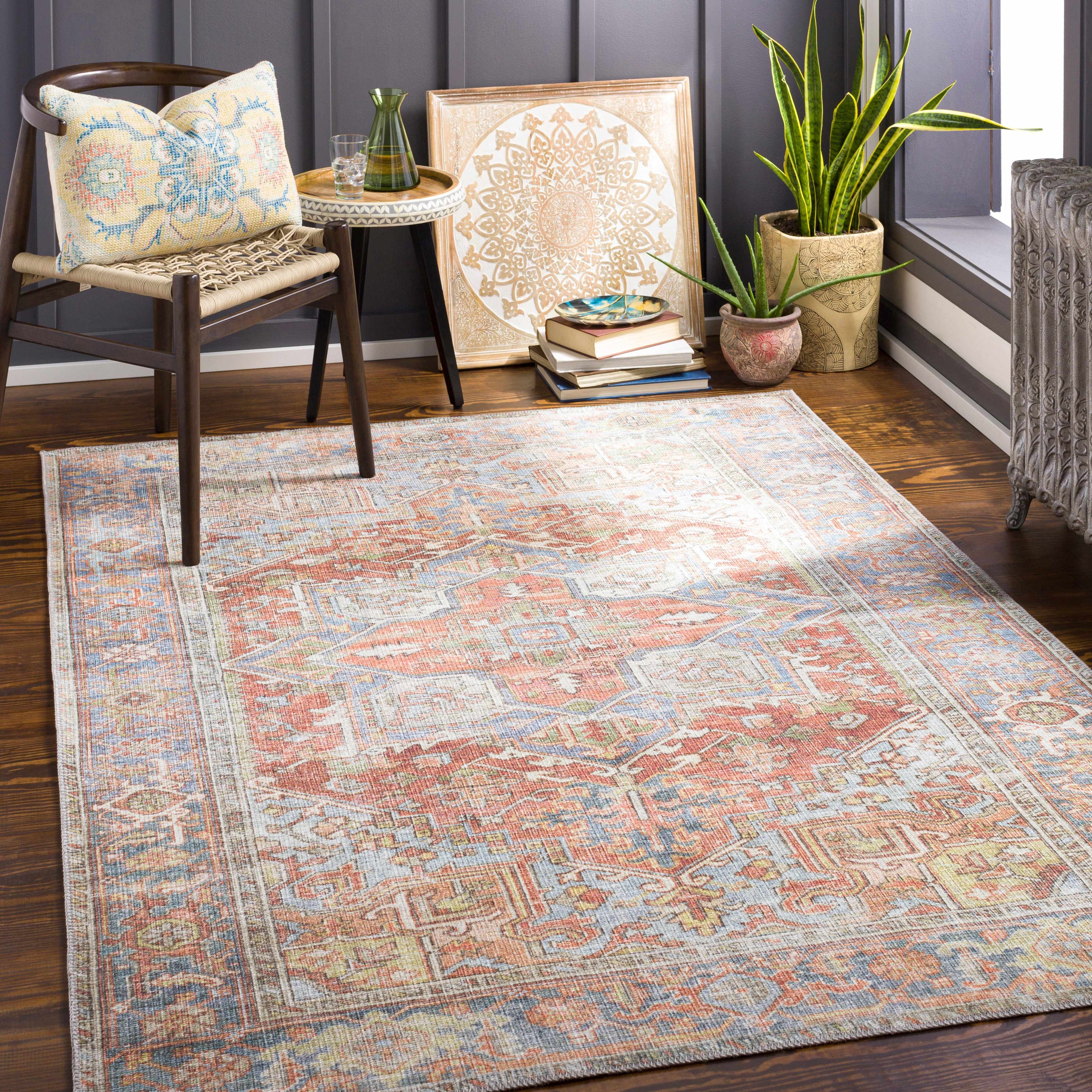 Rust Maayon Washable Rug