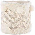 Bordon Ivory Textured Pom-Pom Stool - Clearance