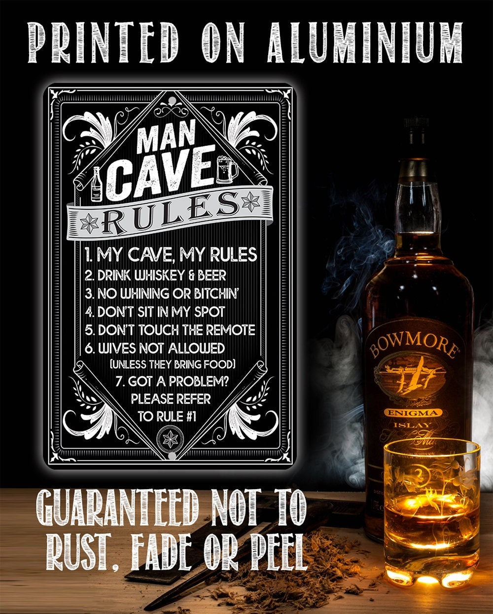 Man Cave Rules - Metal Sign