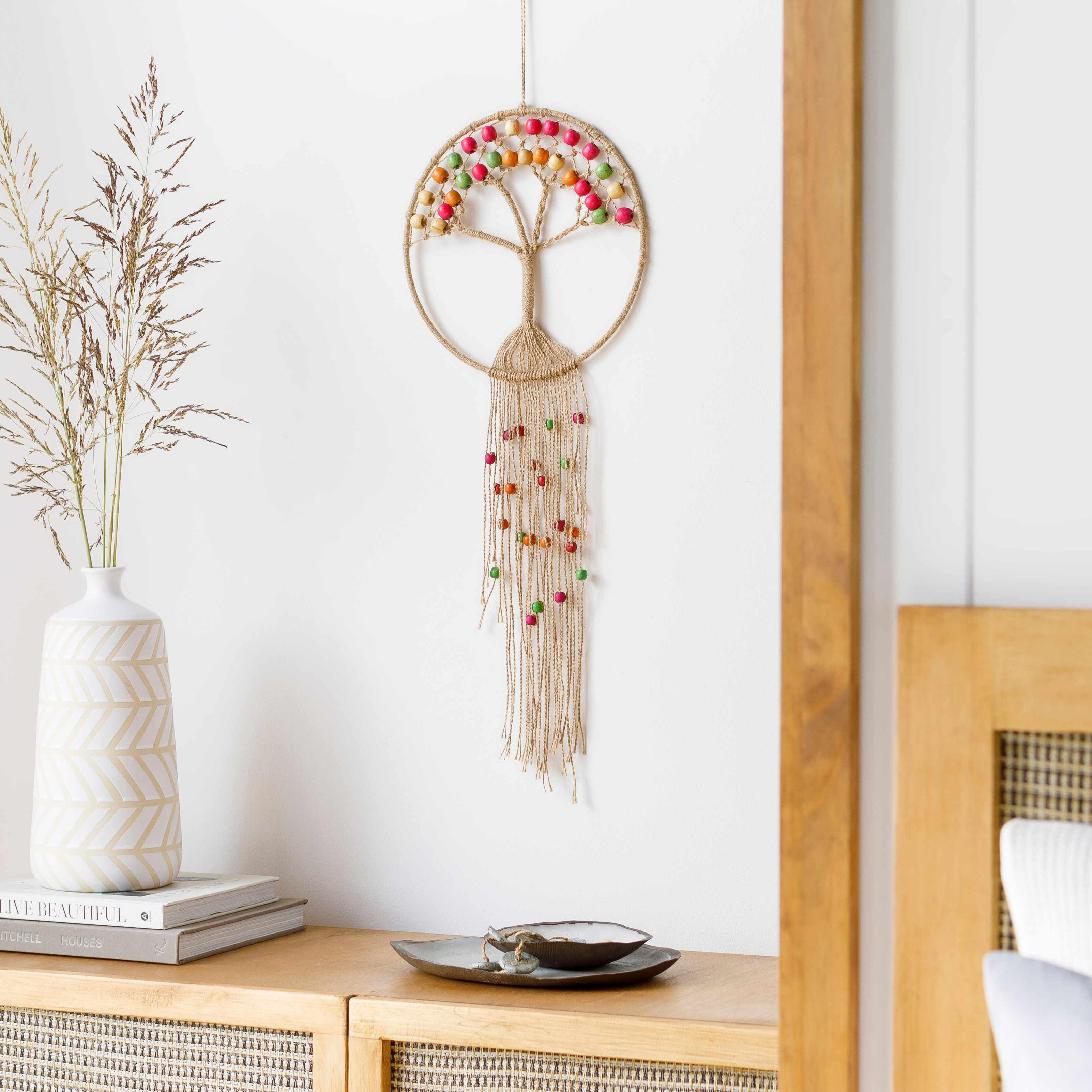 Mapua Colorful Beaded Macrame Wall Hanging Decor - Clearance