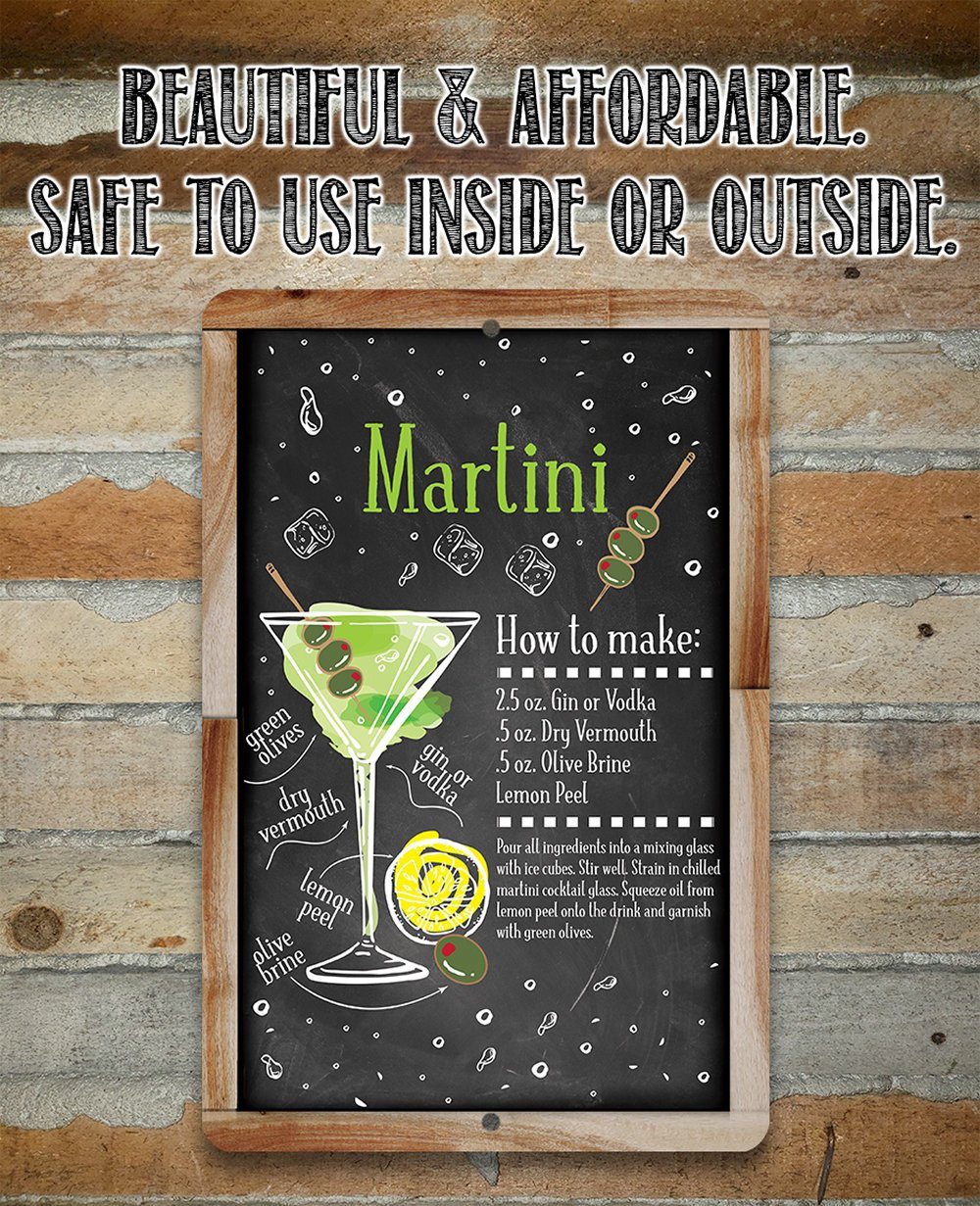Martini Bar Recipe - Metal Sign