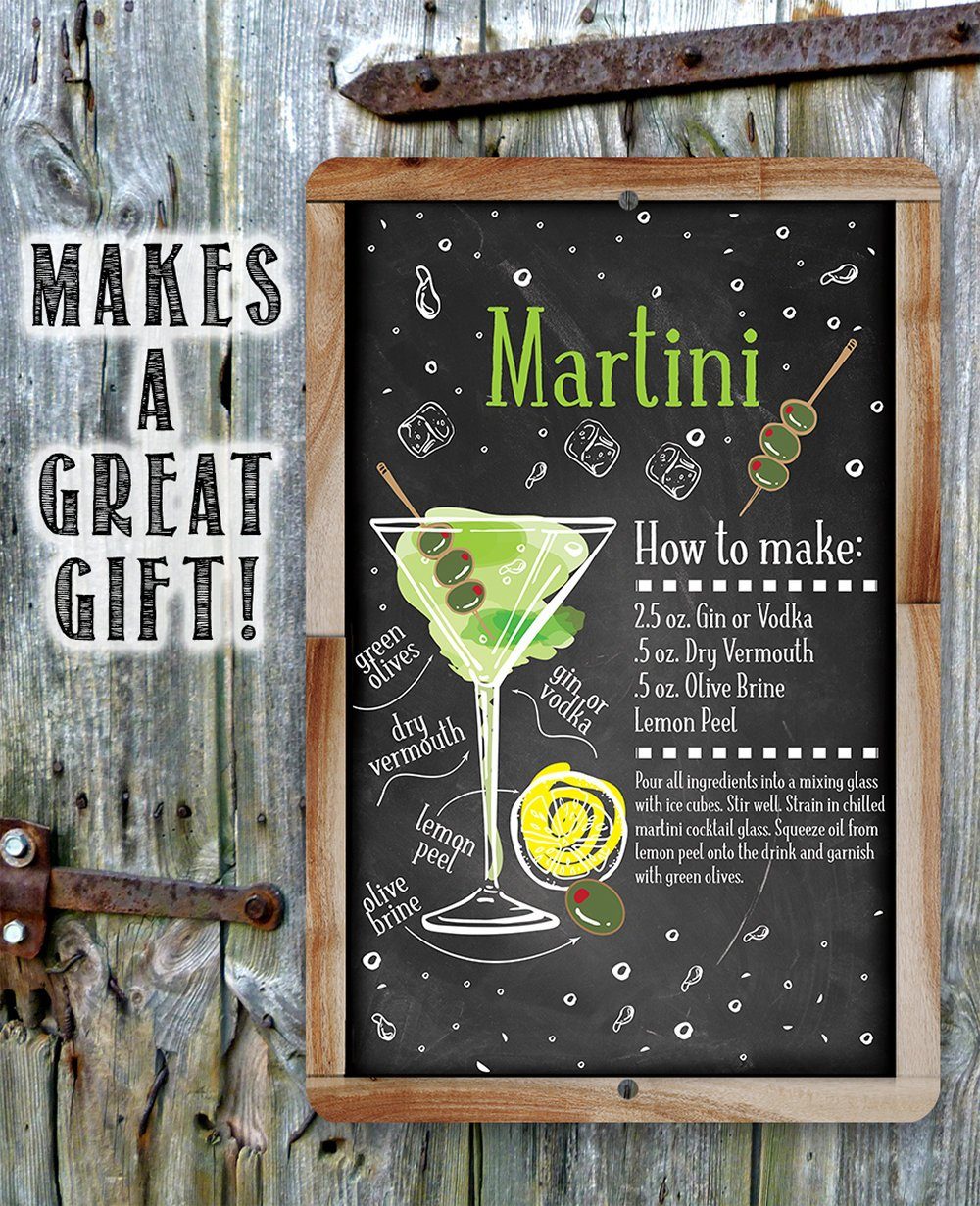 Martini Bar Recipe - Metal Sign