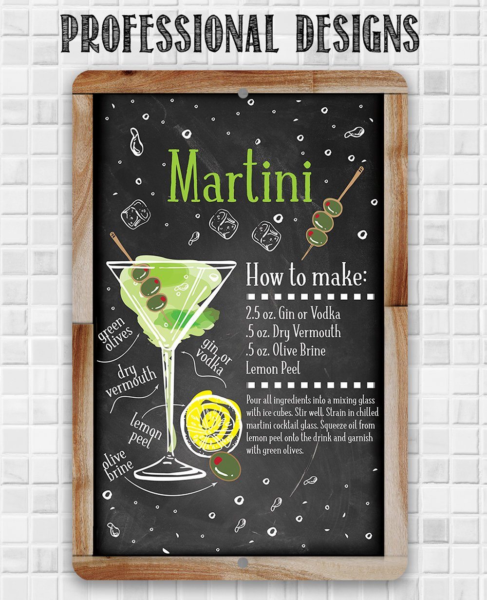 Martini Bar Recipe - Metal Sign