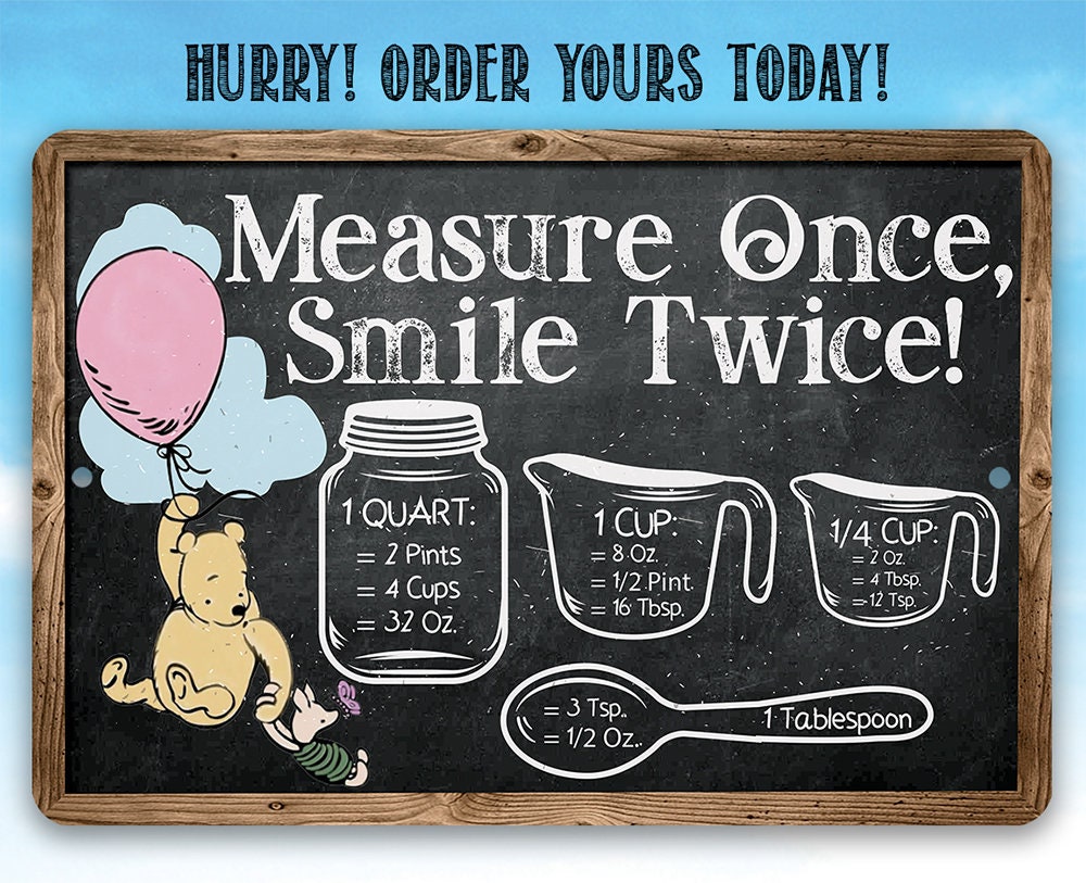 Measure Once, Smile Twice - Chalkboard Style - Metal Sign