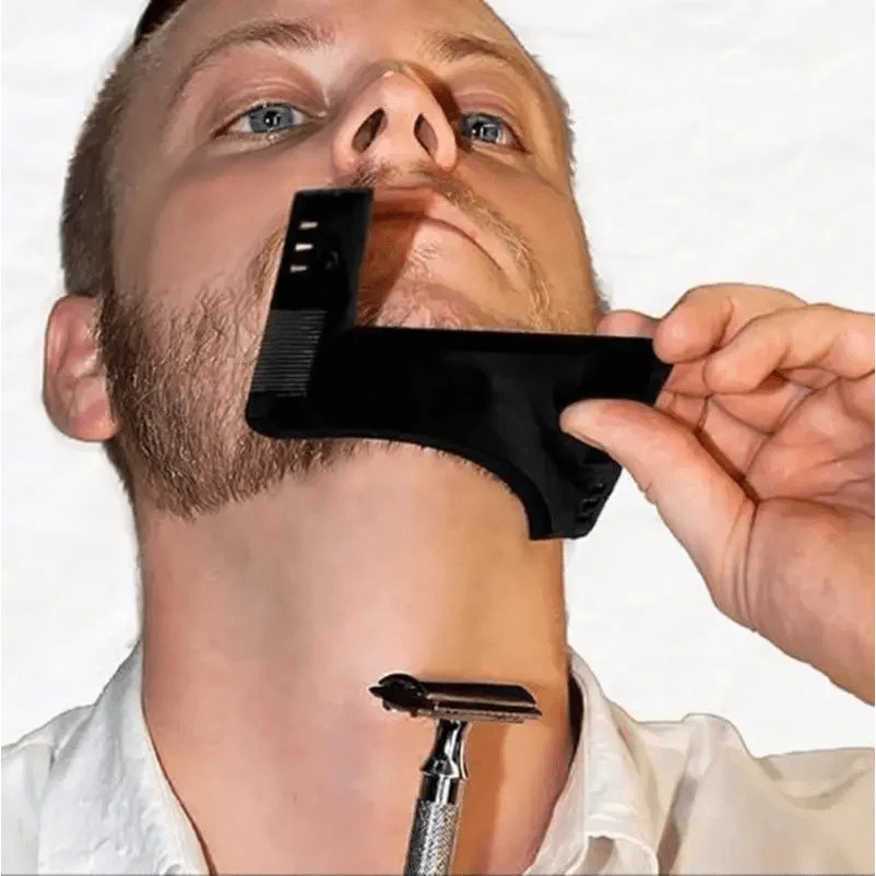 Men Transparent Modern Beard Shaping Tool  Lightweight And Flexible Fits All-In-One Styling Beard Comb