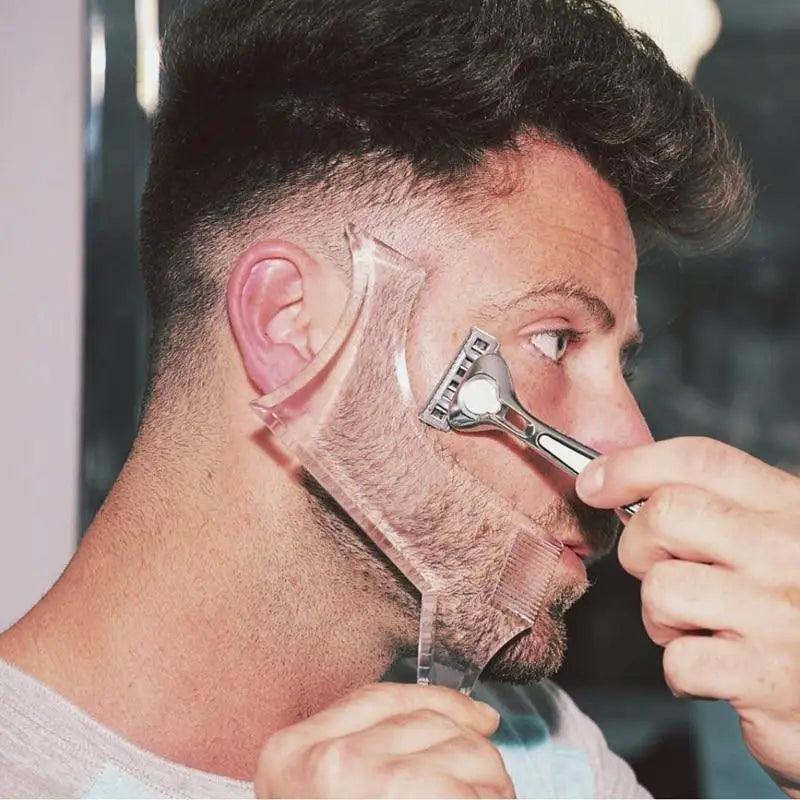 Men Transparent Modern Beard Shaping Tool  Lightweight And Flexible Fits All-In-One Styling Beard Comb