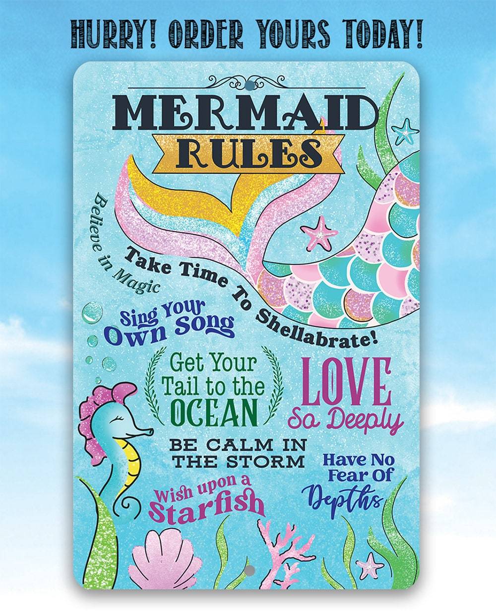 Mermaid Rules - Metal Sign