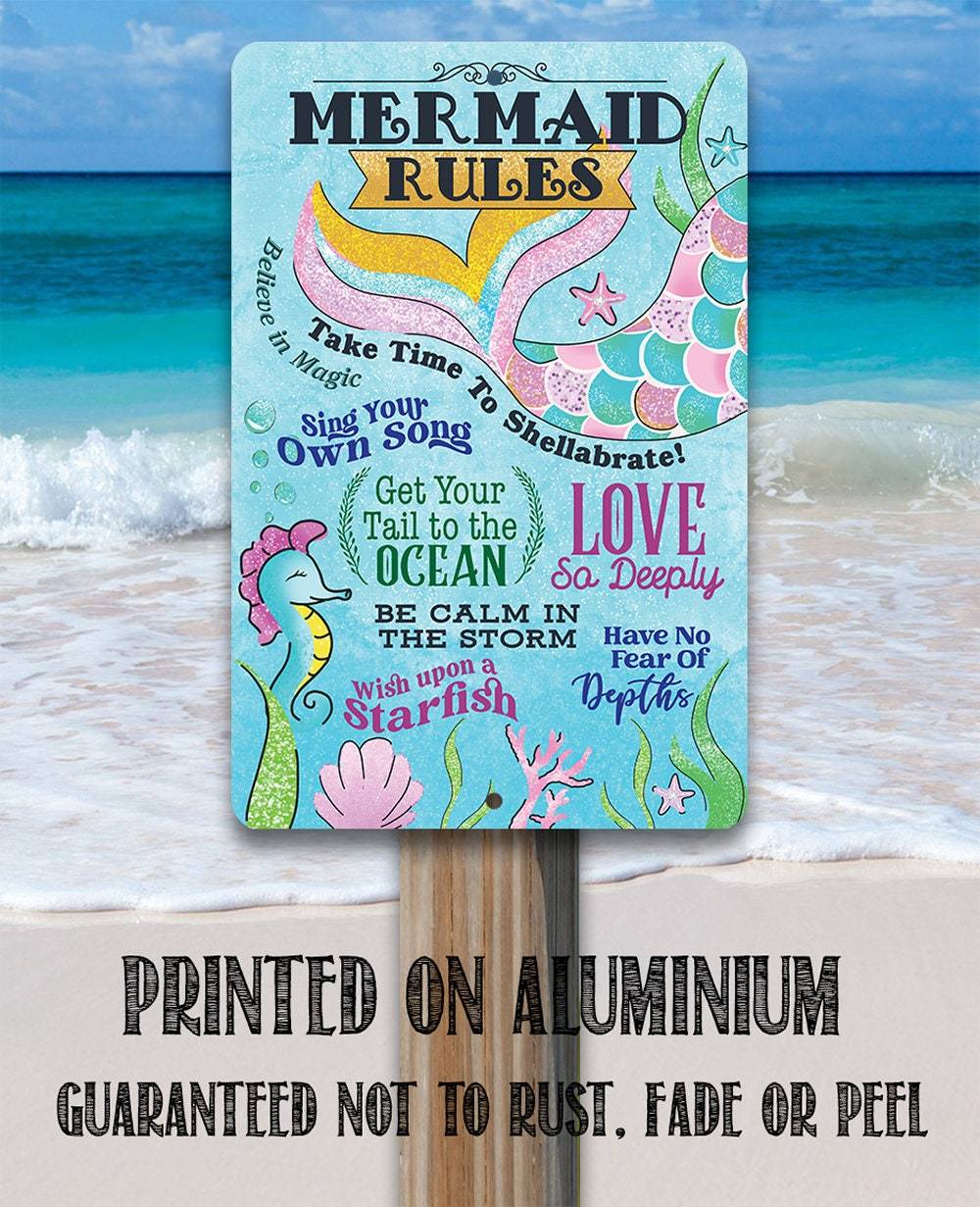 Mermaid Rules - Metal Sign