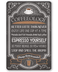 Coffeeology Coffee Quotes - Metal Sign