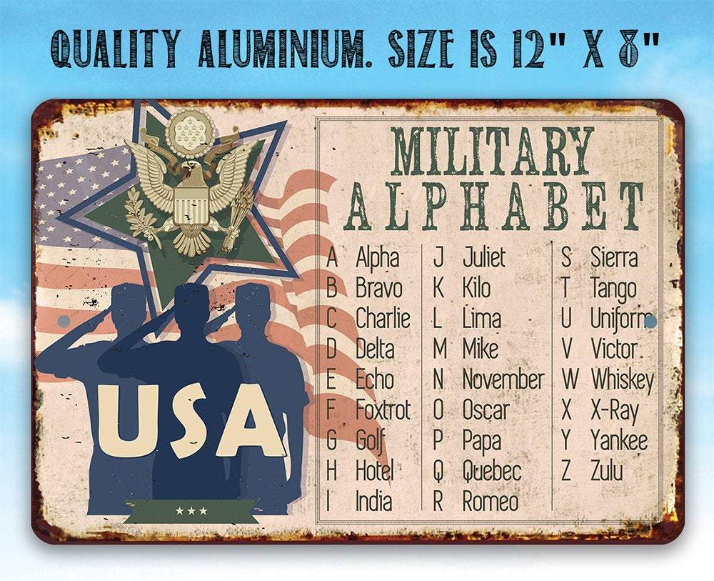 USA Military Alphabet - Metal Sign