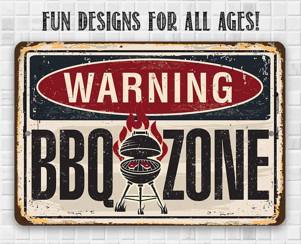 Warning BBQ Zone - Metal Sign