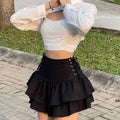 Mini Skirt Girls Sweet Black High Waist Pleated Skirt Cute Dark Lightweight Simple Design Skirts