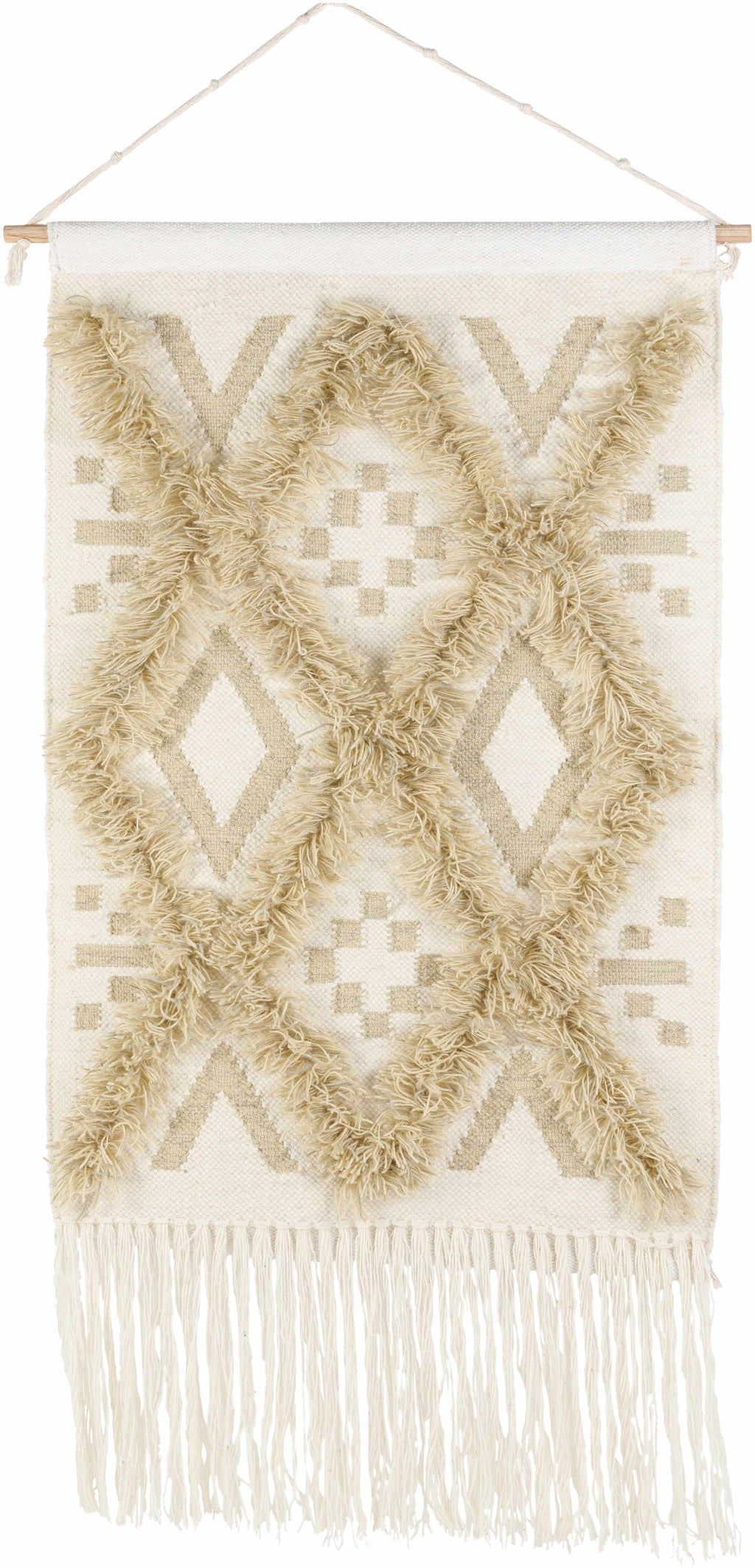 Malay Cream Diamond Fringe Wall Hanging - Clearance