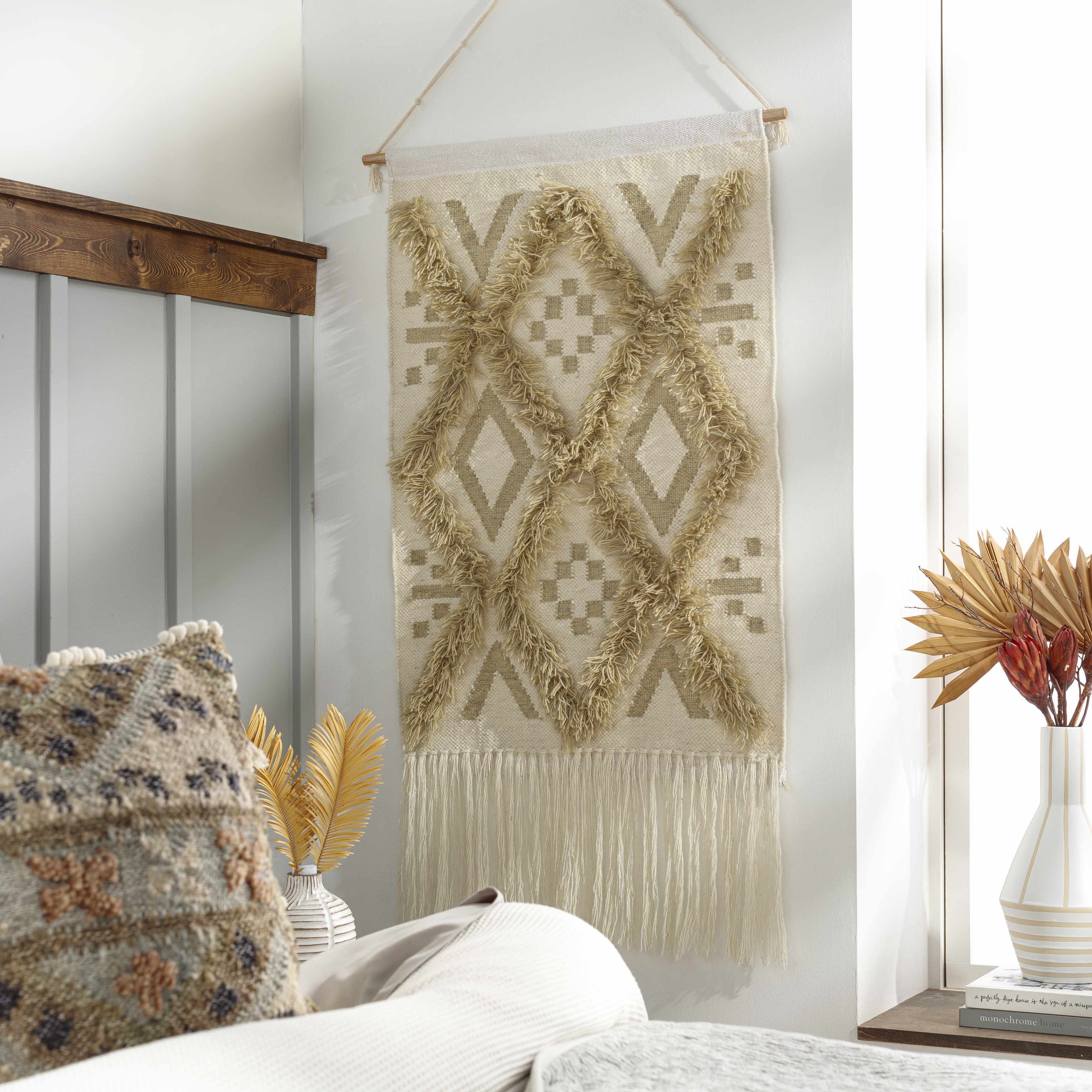 Malay Cream Diamond Fringe Wall Hanging - Clearance