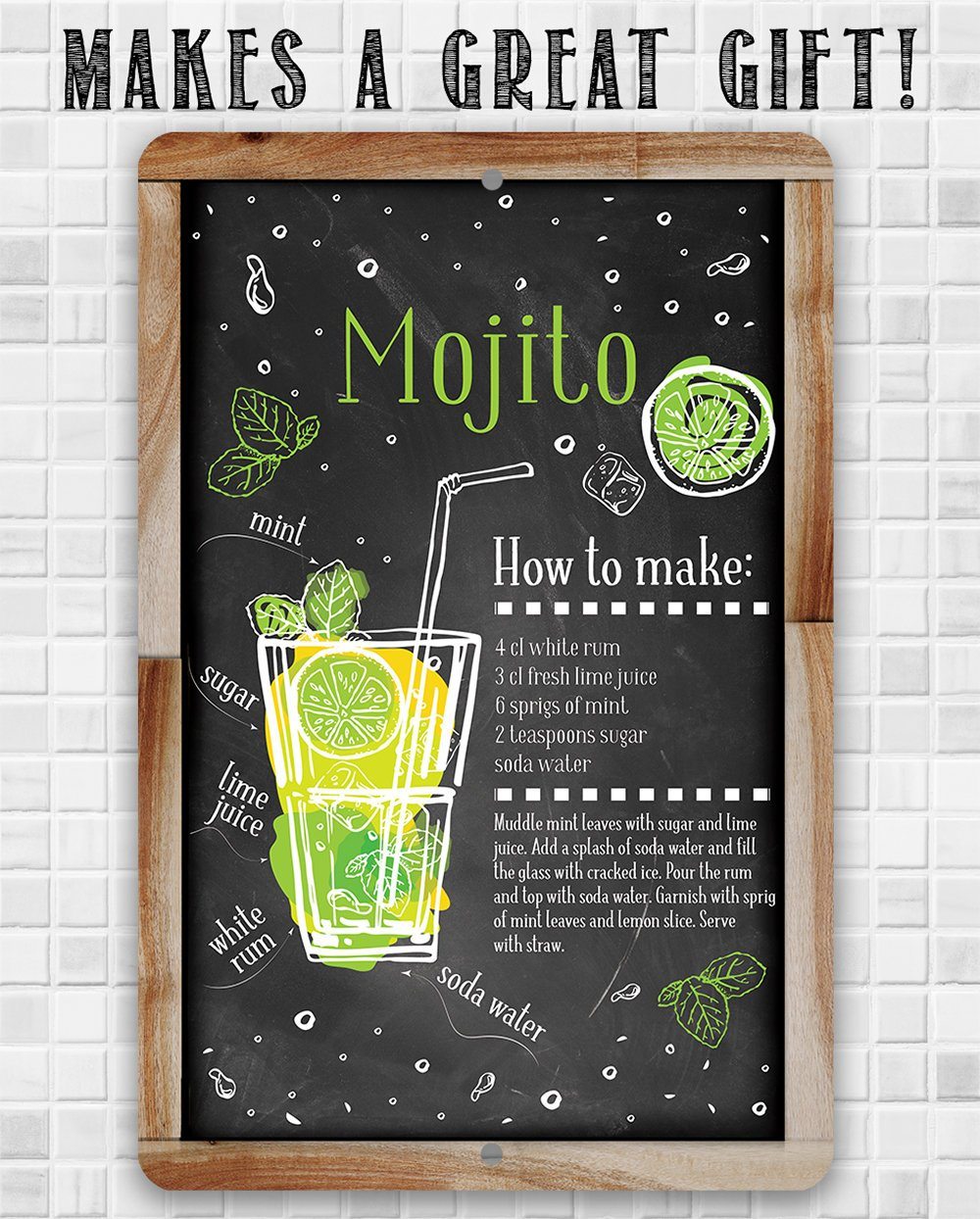 Mojito Bar Recipe - Metal Sign
