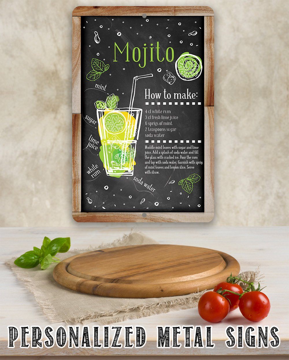Mojito Bar Recipe - Metal Sign