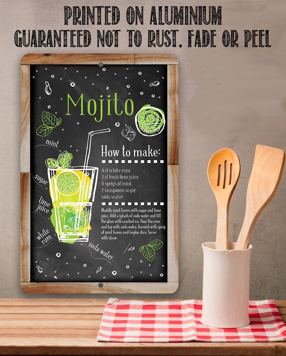 Mojito Bar Recipe - Metal Sign
