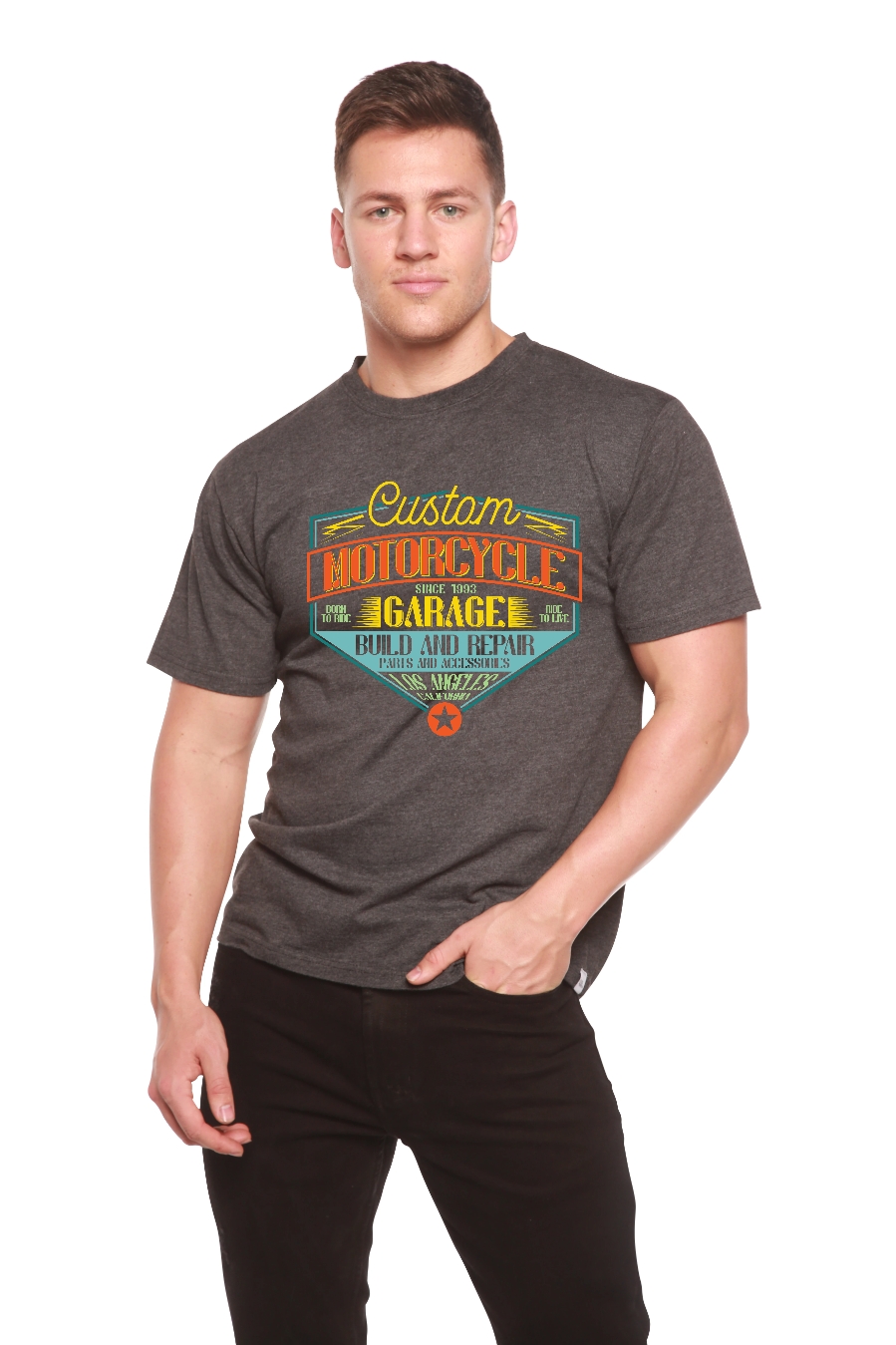Motorcycle Garage Men's Bamboo Viscose/Organic Cotton Short Sleeve Graphic T-Shirt