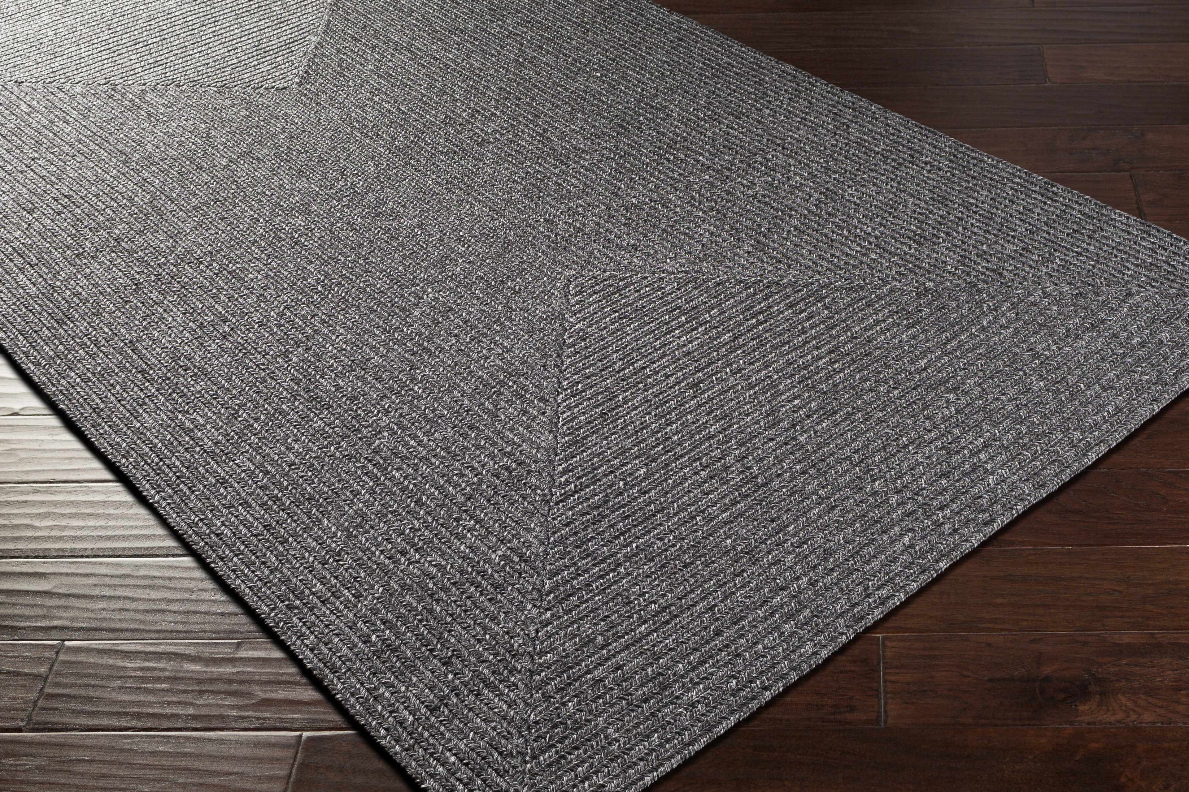 Black Braided Faux Jute Outdoor Rug