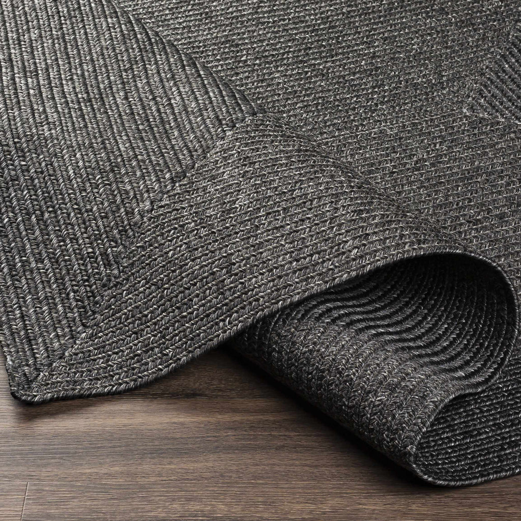 Black Braided Faux Jute Outdoor Rug