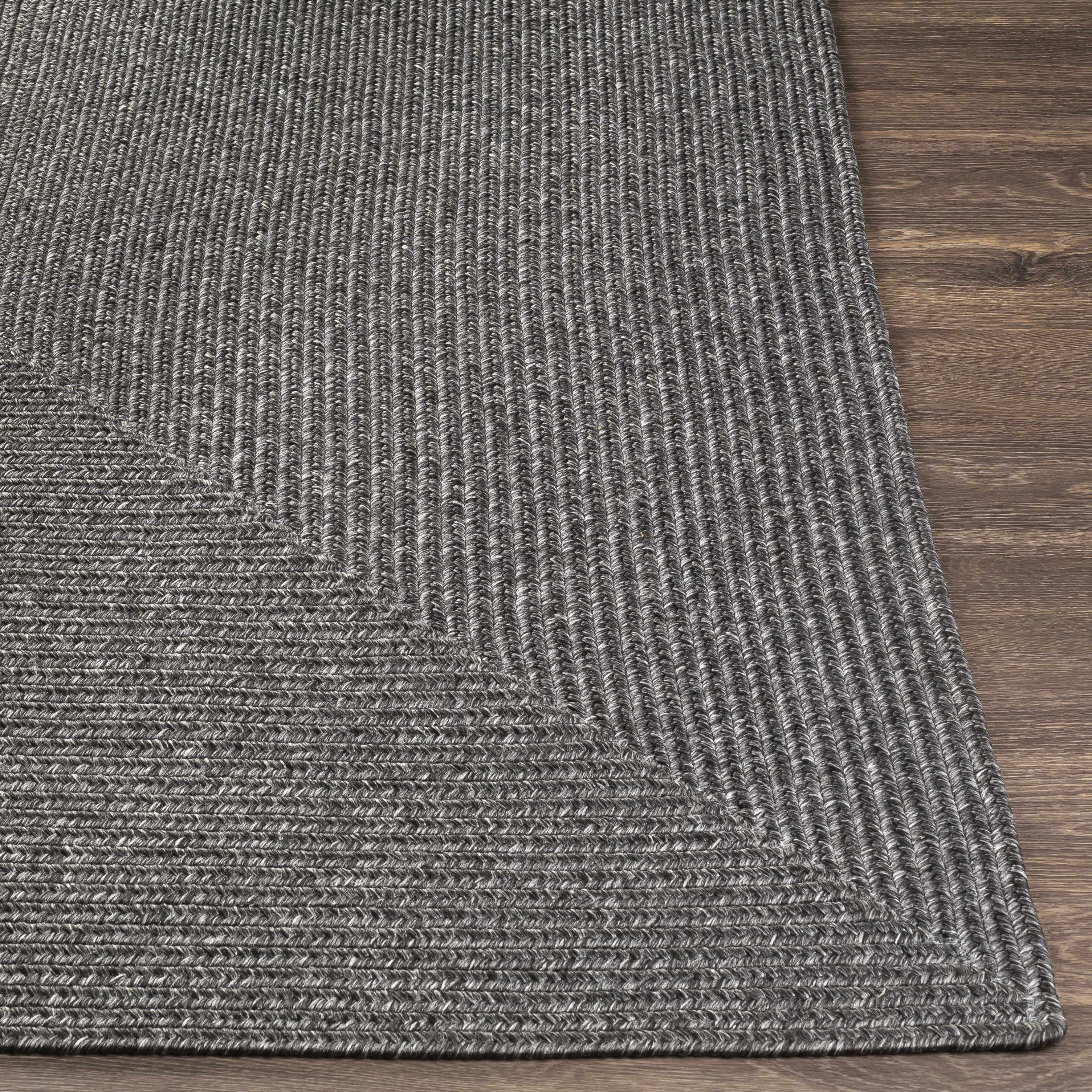 Black Braided Faux Jute Outdoor Rug