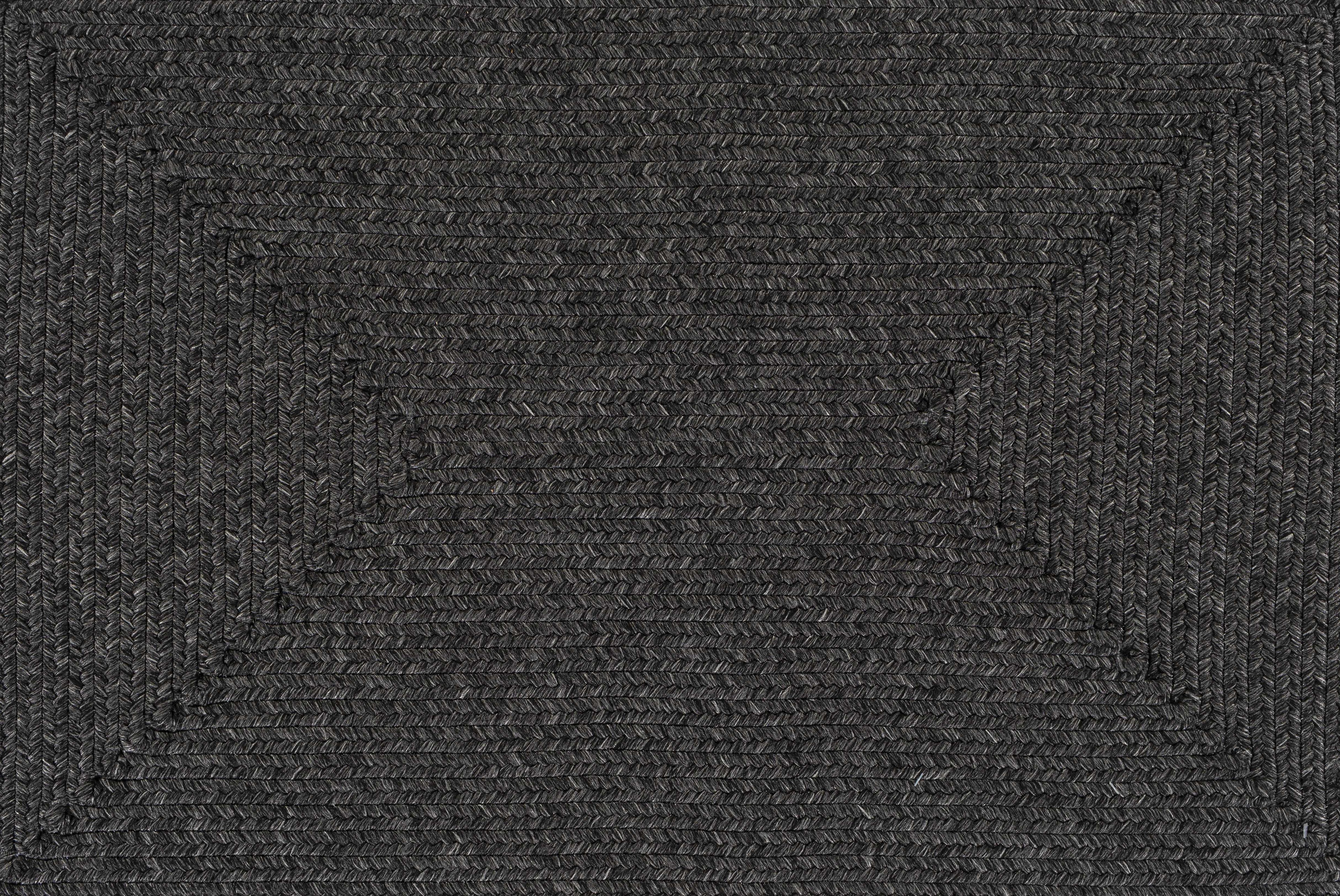 Black Braided Faux Jute Outdoor Rug