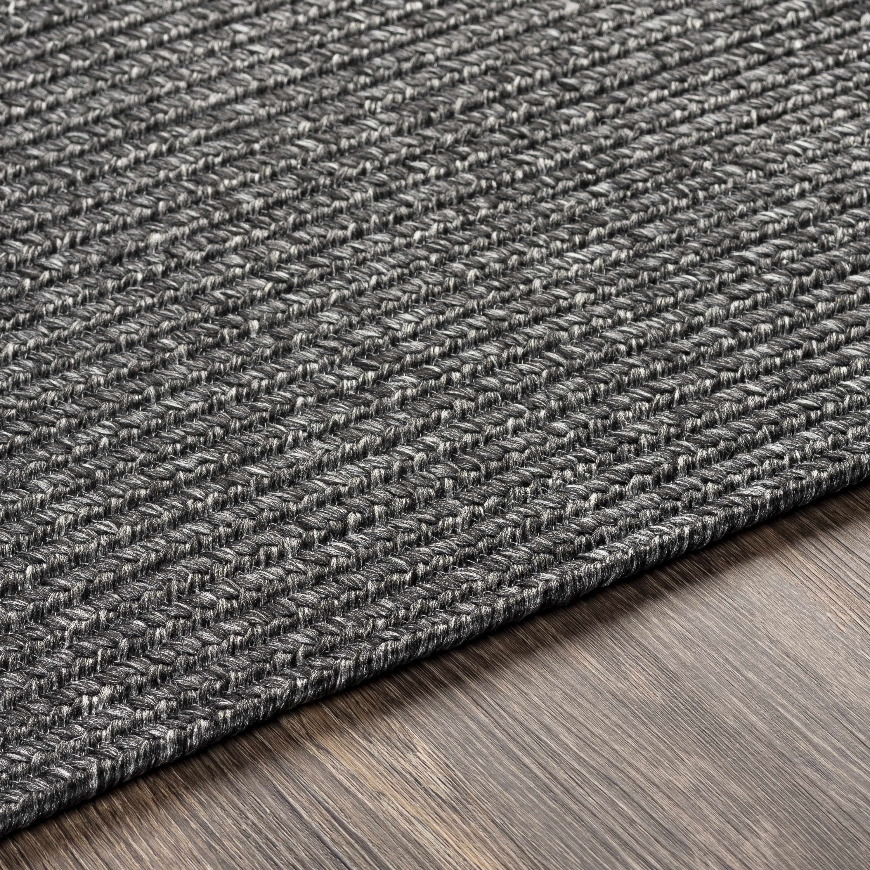 Black Braided Faux Jute Outdoor Rug