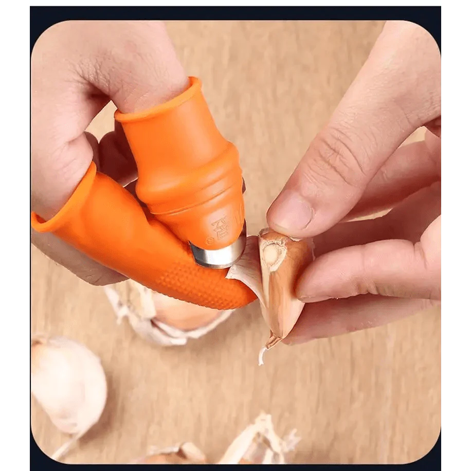Multi-Functional 1 Set Silicone Finger Protector With Blade For Fruits Vegetable Thumb Knife Finger Guard Kitchen Accessories