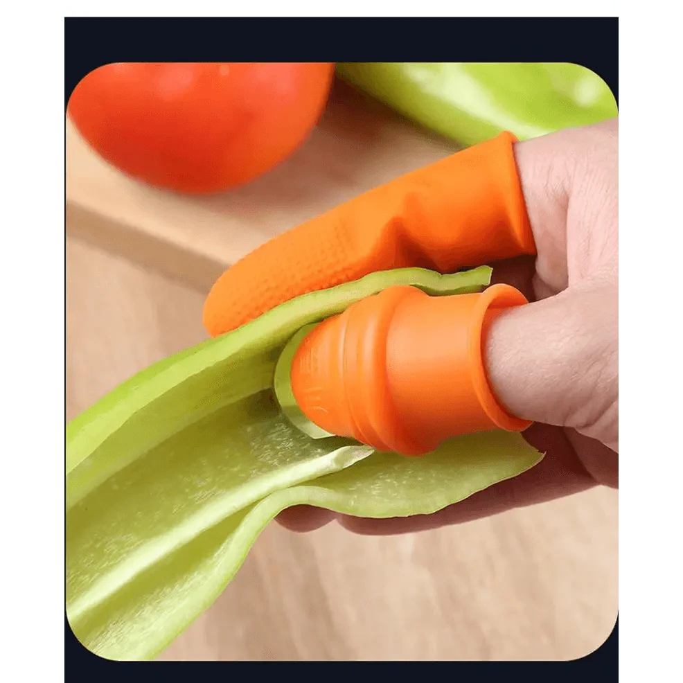 Multi-Functional 1 Set Silicone Finger Protector With Blade For Fruits Vegetable Thumb Knife Finger Guard Kitchen Accessories