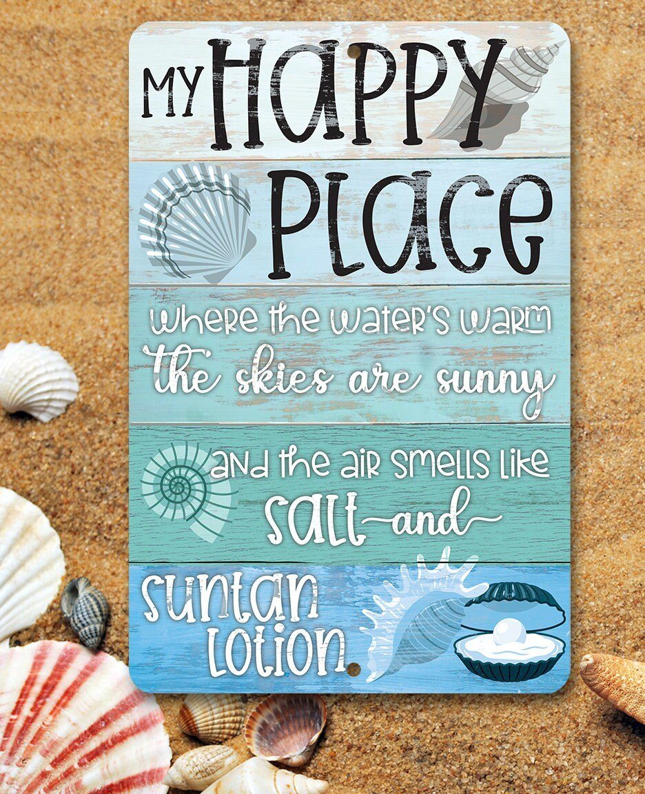 My Happy Place Beach - Metal Sign