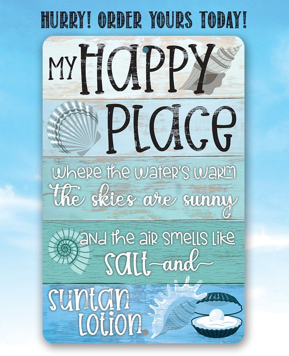 My Happy Place Beach - Metal Sign