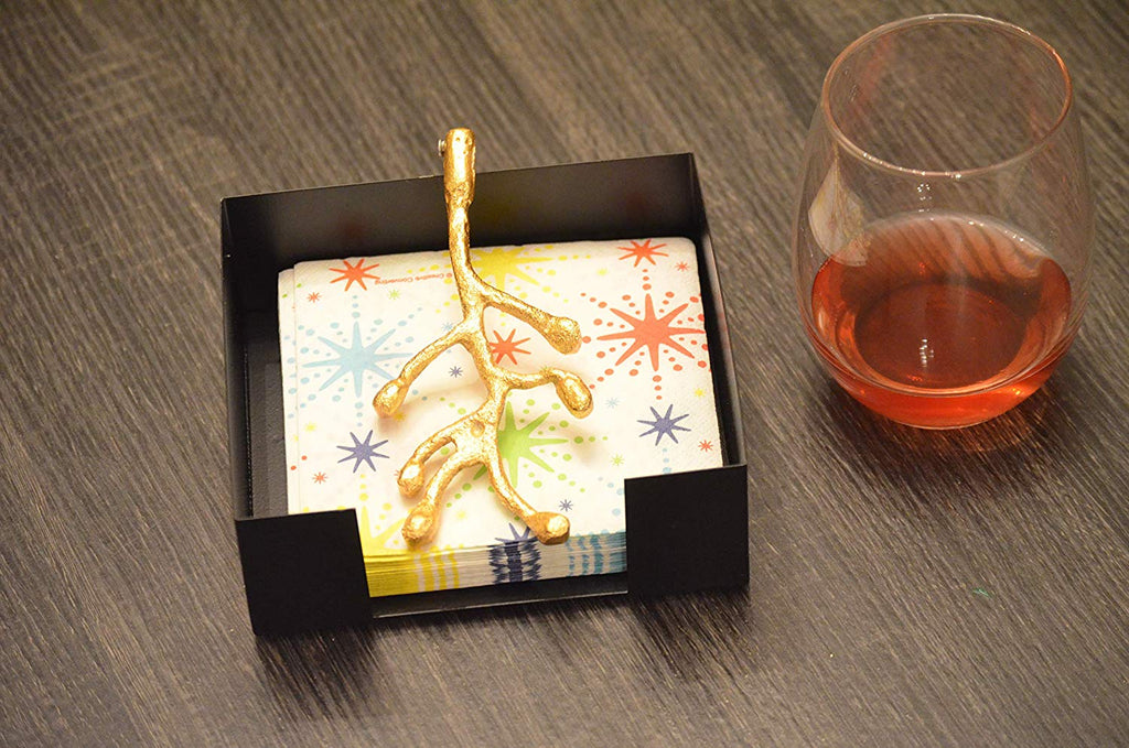 Vibhsa Napkin Holder Dinning Decor (Golden Olive Bud)