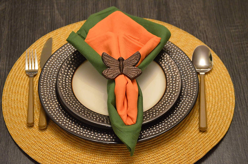 Vibhsa Antique Butterfly Napkin Rings | Set of 4, Handcrafted Aluminum