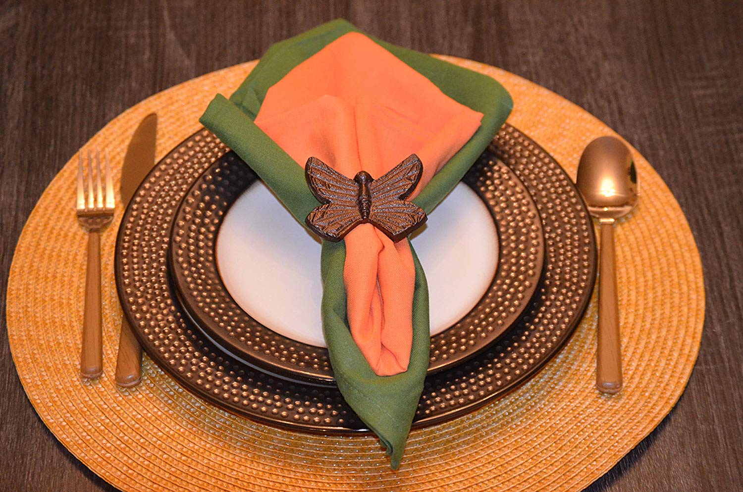 Vibhsa Butterfly Antique Napkin Rings Set of 4