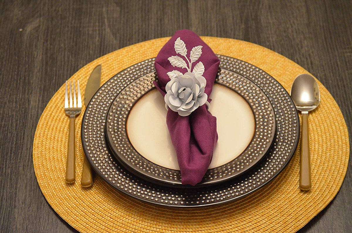Vibhsa White Rose Napkin Rings | Set of 4