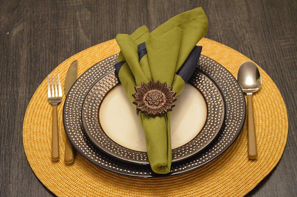 Vibhsa Sunflower Antique Napkin Rings Set of 4