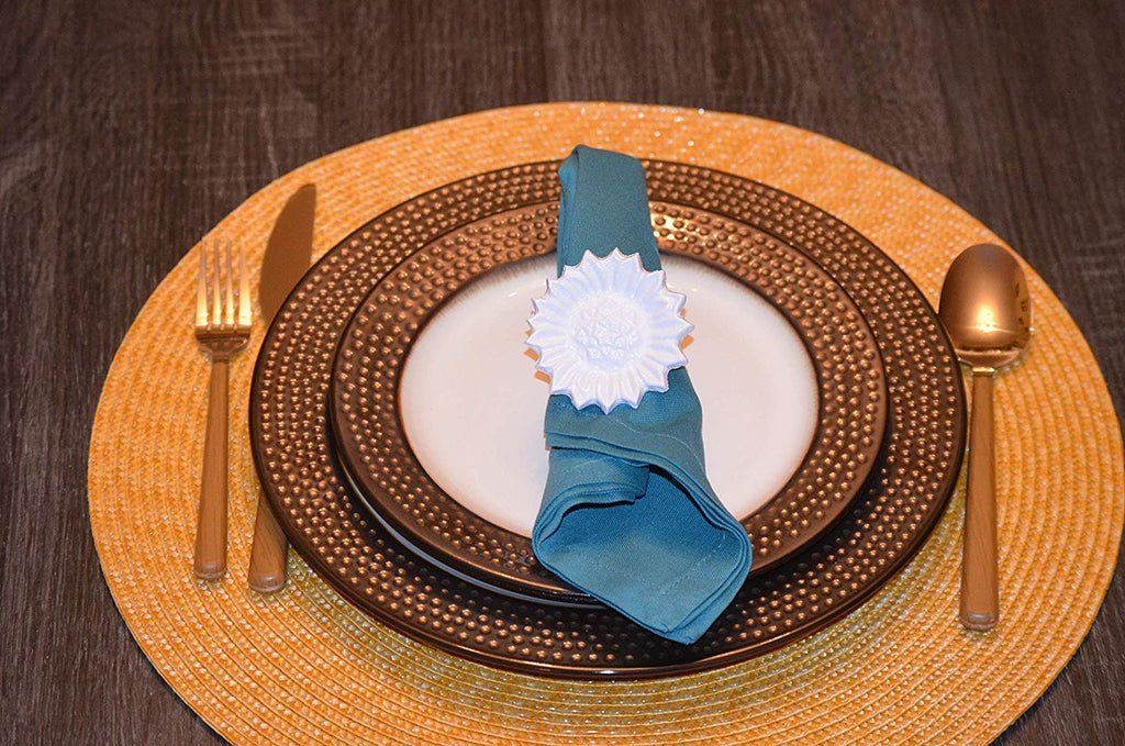 Vibhsa Sunflower White Napkin Rings Set of 4