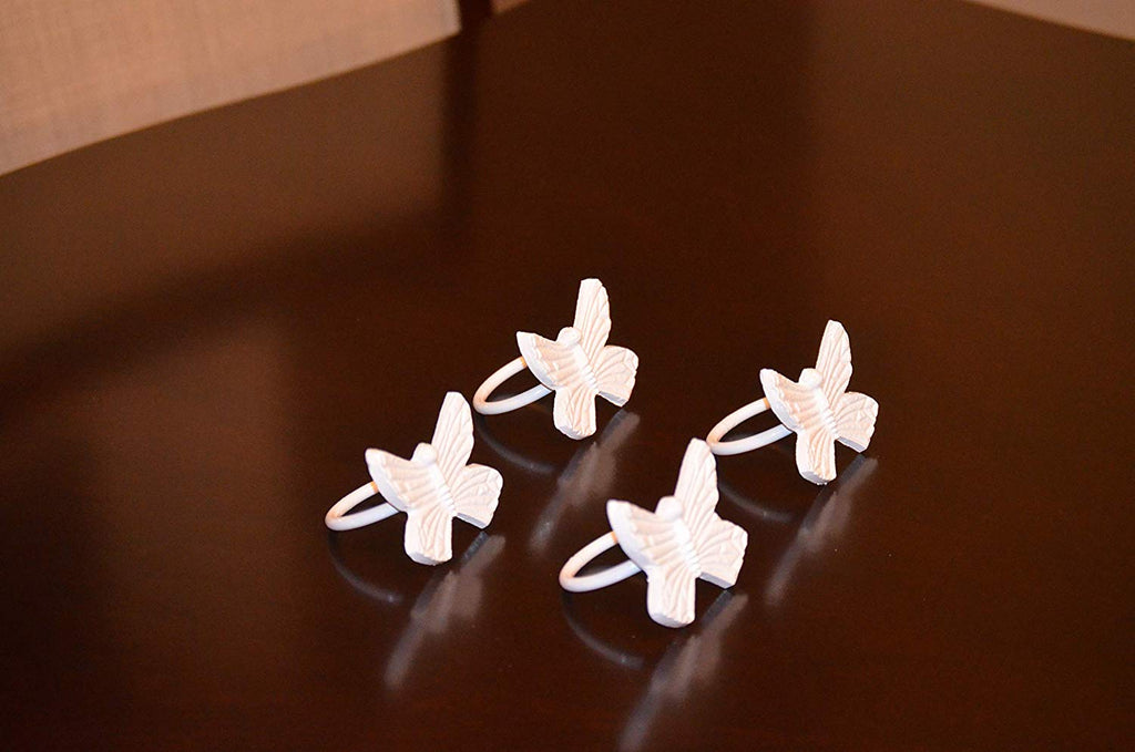 Vibhsa Butterfly White Napkin Rings Set of 4