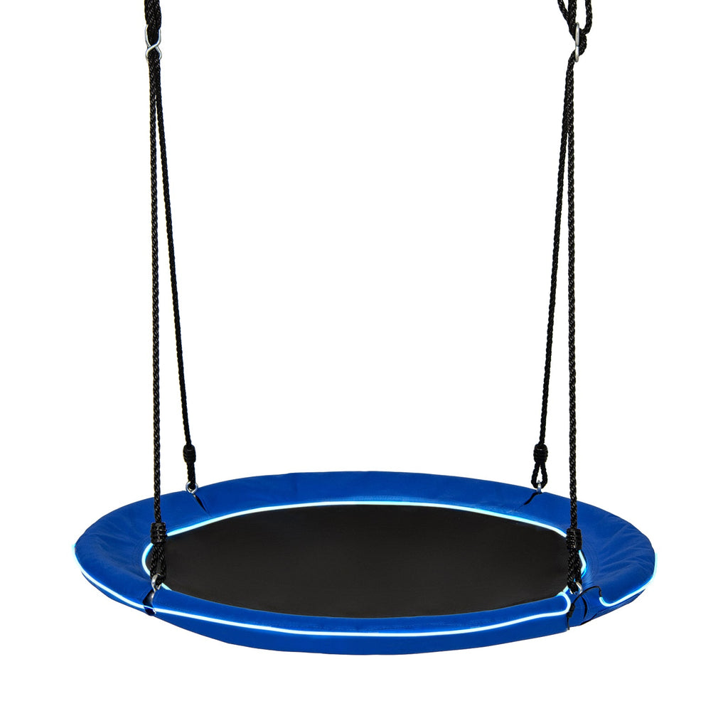 40 Inches Saucer Tree Swing Round with Lights for Kids and Adults-Navy