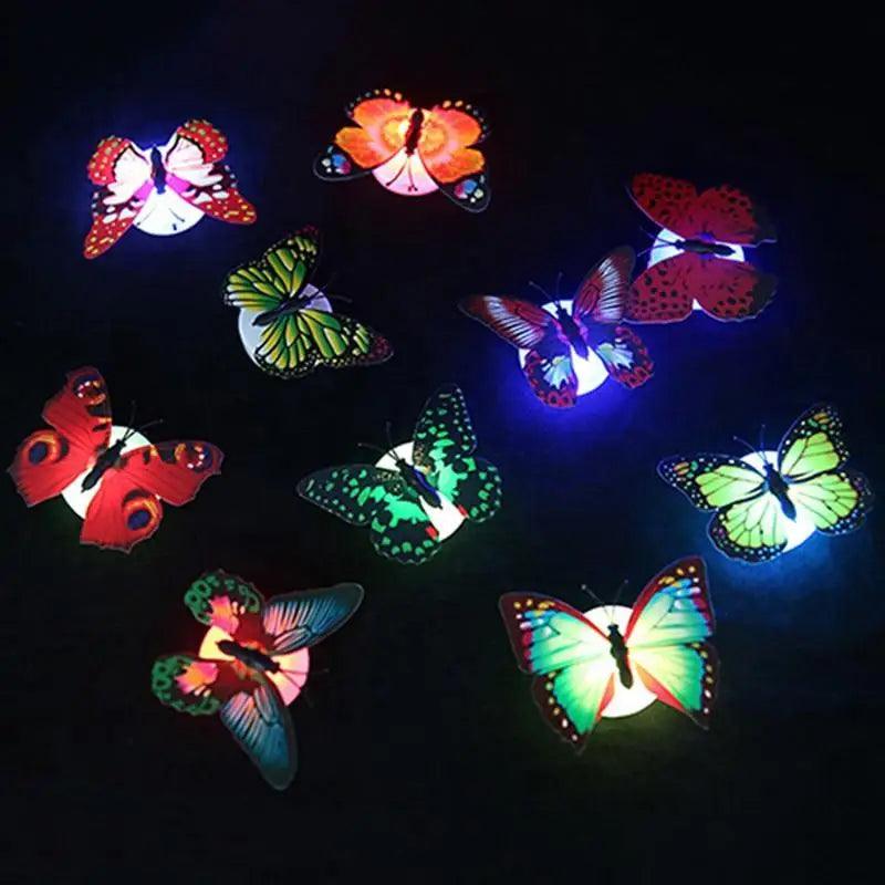 New Dazzling Colorful Luminous Butterfly LED Night Light Wedding Decorative Lamp Stickers Children Small Gifts TOYS game Battery Operated
