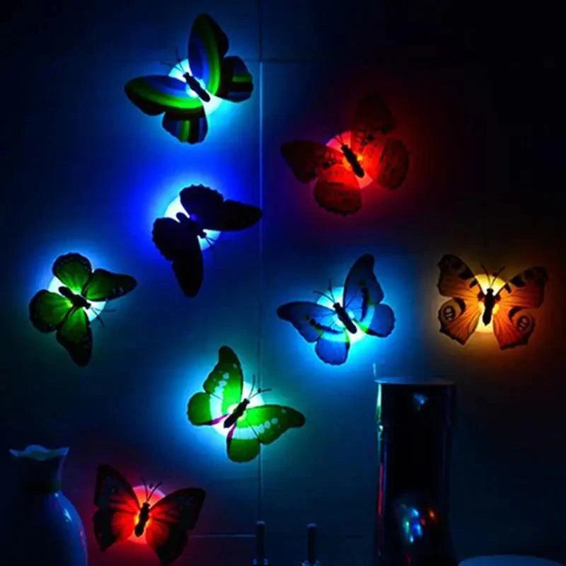 New Dazzling Colorful Luminous Butterfly LED Night Light Wedding Decorative Lamp Stickers Children Small Gifts TOYS game Battery Operated