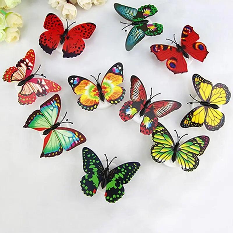 New Dazzling Colorful Luminous Butterfly LED Night Light Wedding Decorative Lamp Stickers Children Small Gifts TOYS game Battery Operated