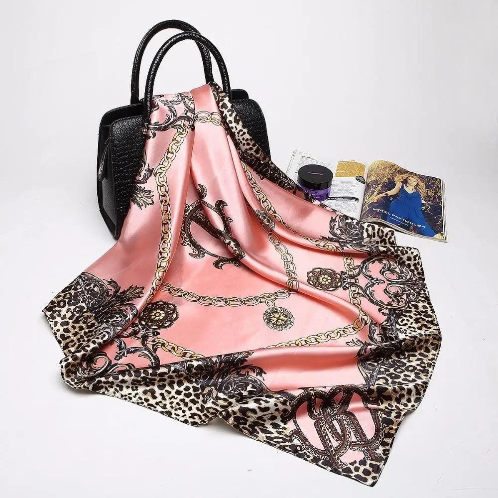 New Elegance Fashionable Scarves for Women Shawl Print Silk Satin Hijab Scarf Female Bandana 90*90cm Luxury Square Shawls Scarfs For Ladies